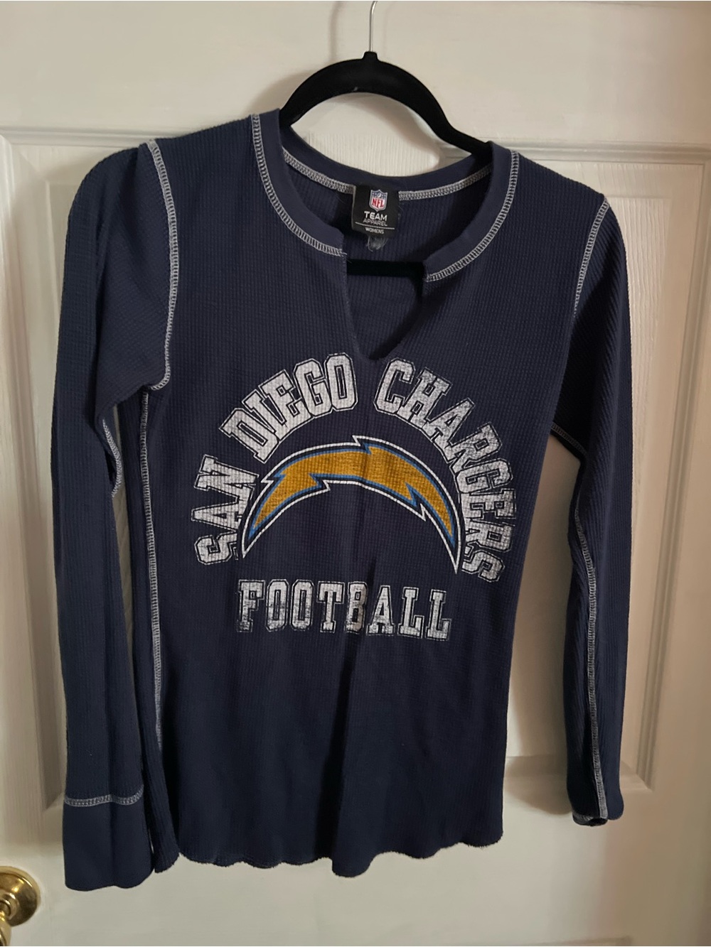 San Diego Chargers Navy Long-Sleeve Football Tee thermal waffle